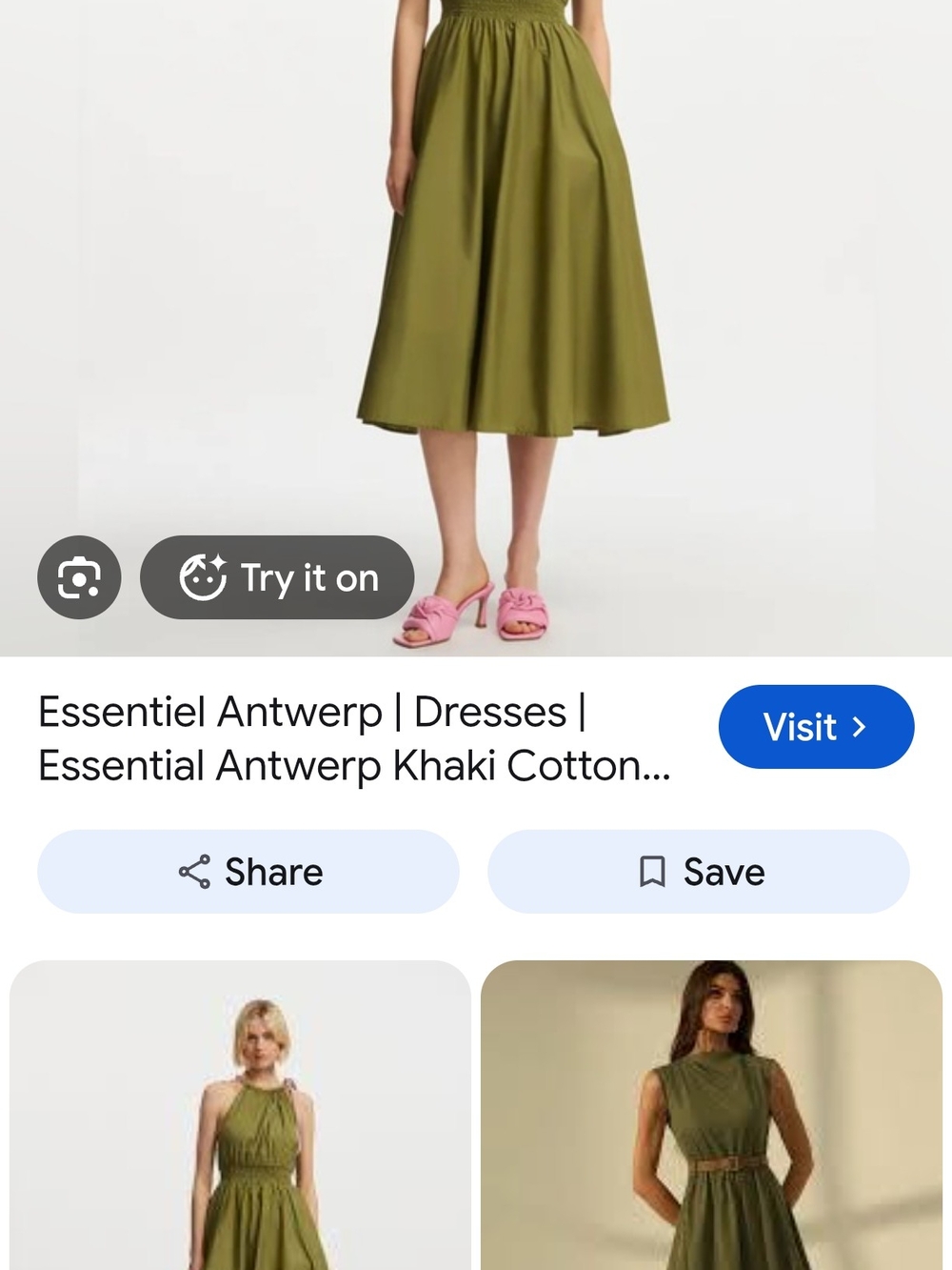 Michael Kors Sz L Olive Green Midi Dress